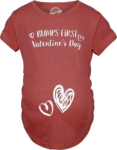 Crazy Dog T-Shirts Bumps First Valentine's Day Maternity Shirt Cute Adorable Baby Pregnancy Tee