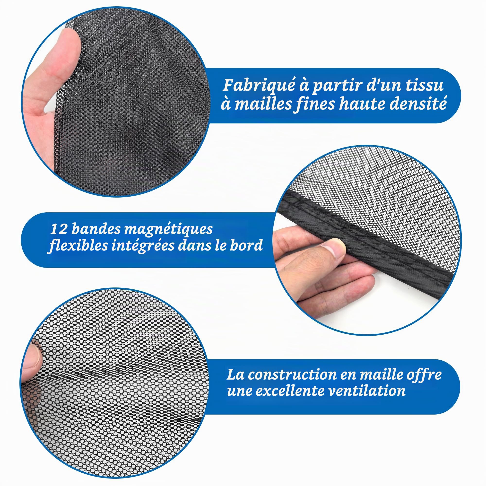 CHENNAN 1 Ensemble Anti-moustiques Voiture Toit ouvrant, Toit ouvrant de Voiture Filet Anti-Soleil avec aimants Doux, Store Toit Ouvrant Transpirable et Aimanté, Accessoire Auto, 90 x 65 cm (S)