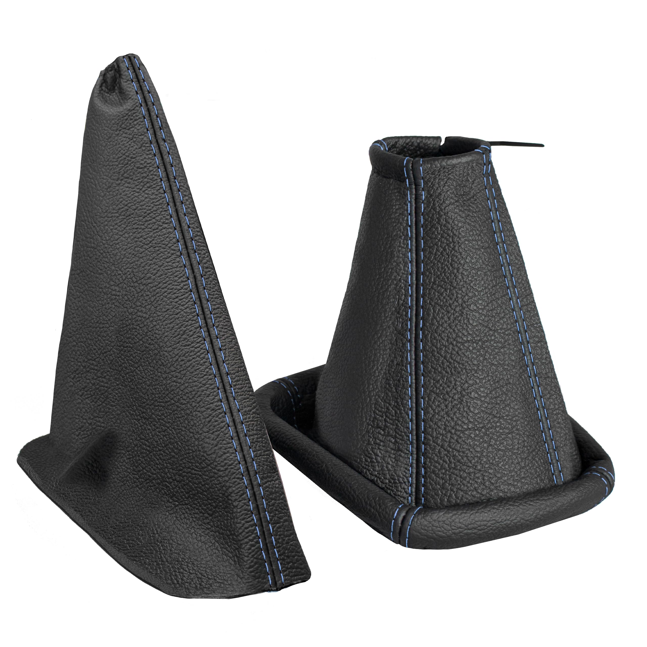 Funda palanca de cambios y Freno de mano - para Opel Corsa C 2000-2006 - negro azul - de cuero auténtico - de marchas manual - para transmisión manual - fuelle palanca de cambios - (A104-10)