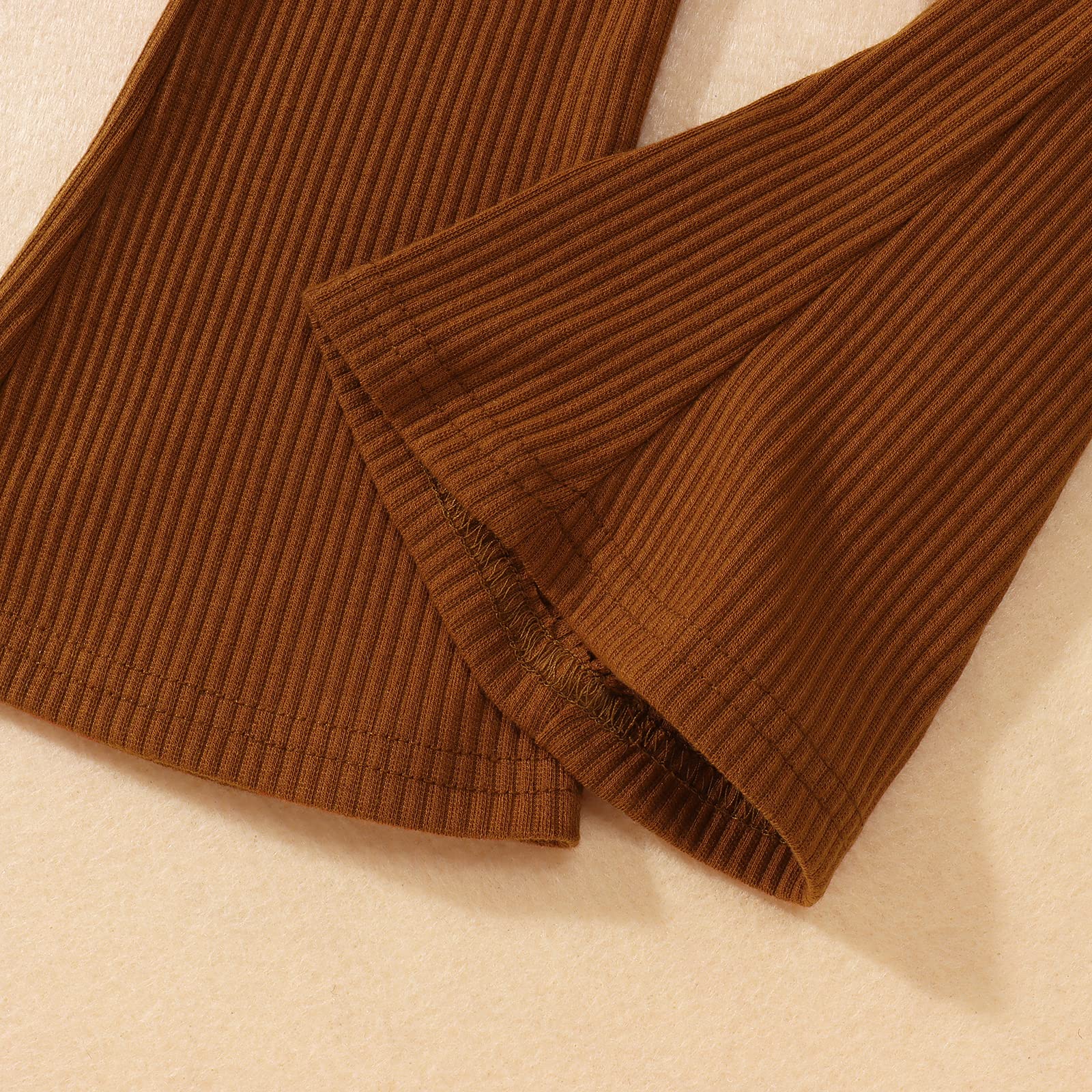 IZYJOY Pantalones acampanados de punto acanalado para niñas y bebés, color sólido, pantalones acampanados, cintura elástica, con volantes, ropa de otoño