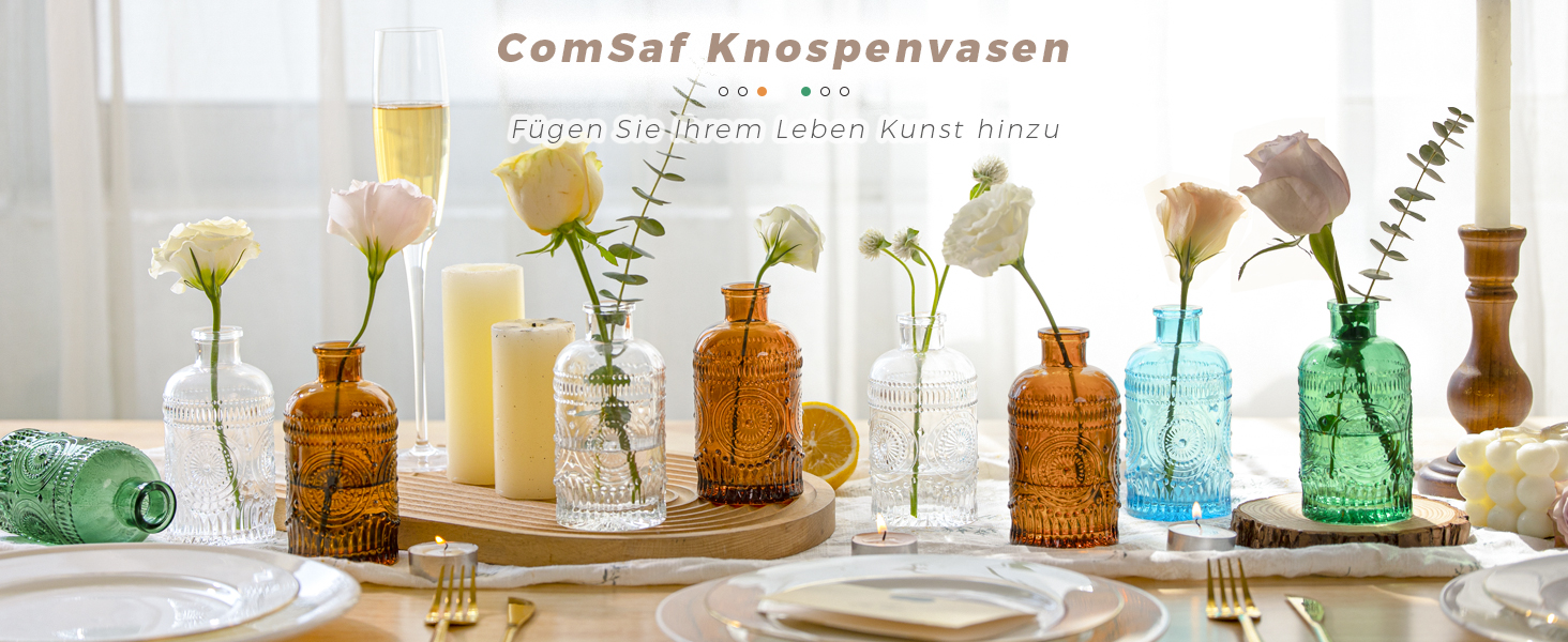 12 Kleine Blumenvasen-Set – Bunt, Gewichtet & Sturzsicher | Perfekt Für Tischdekoration & Events