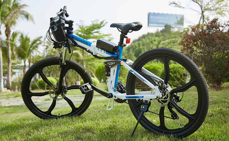 ANCHEER 26 Zoll E-Bike Klappbar MTB Herren Damen, Klapp Ebike mit 250 Watt Motor 36V 8Ah Lithium-Akku, Faltbares Pedelec Faltbar Elektrofahrräder Klappbares Elektrofahrrad 21-Gang Vollfederung – Bild 8