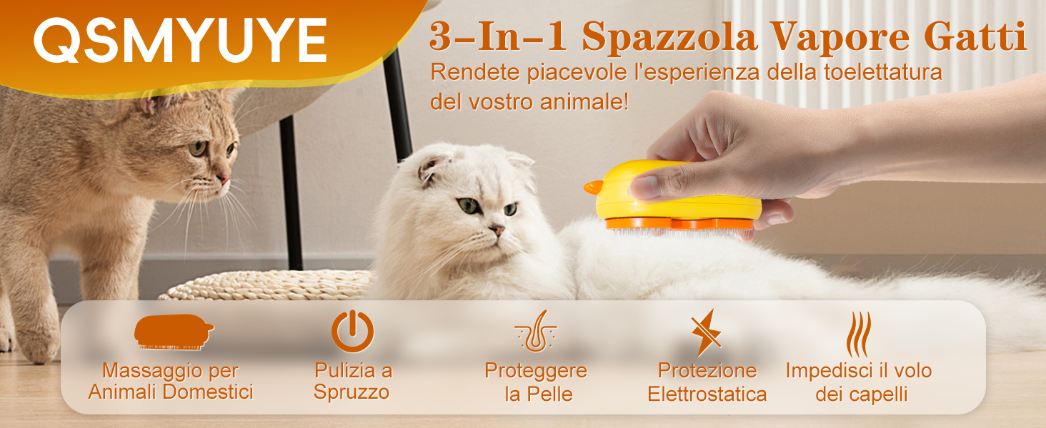 Spazzola A Vapore Per Cani E Gatti - 3 In 1 Con Massaggio E Nebulizzazione - Foto 5