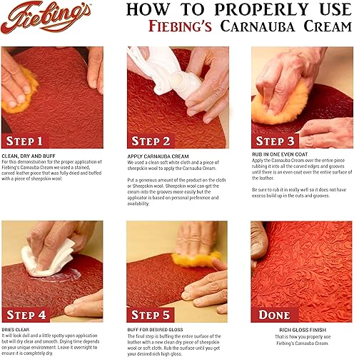 Miniatura 3 de Fiebings Carnauba Creme 4 onzas - Acabado de cera protectora para artículos de cuero - Proporciona un revestimiento altamente flexible a cualquier