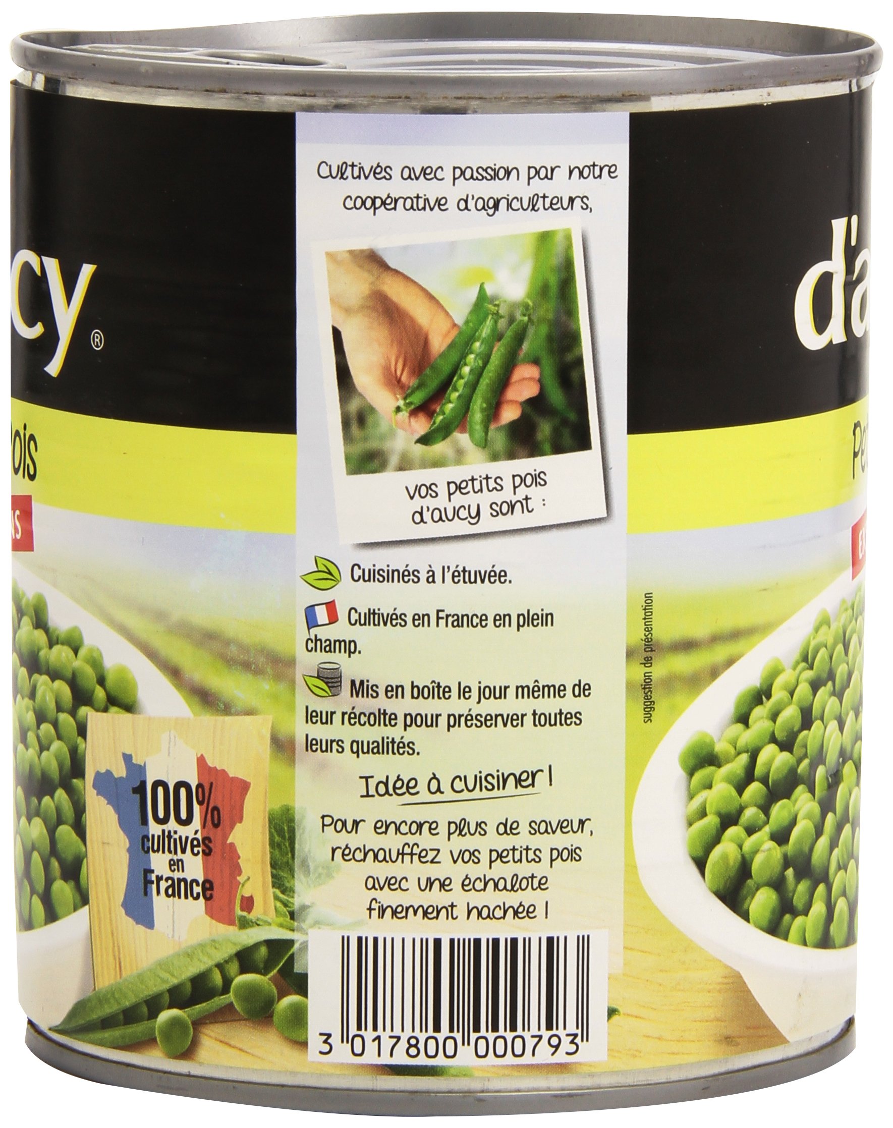 d'aucy Guisantes pequeños, extrafinos, 800 g, 6 unidades