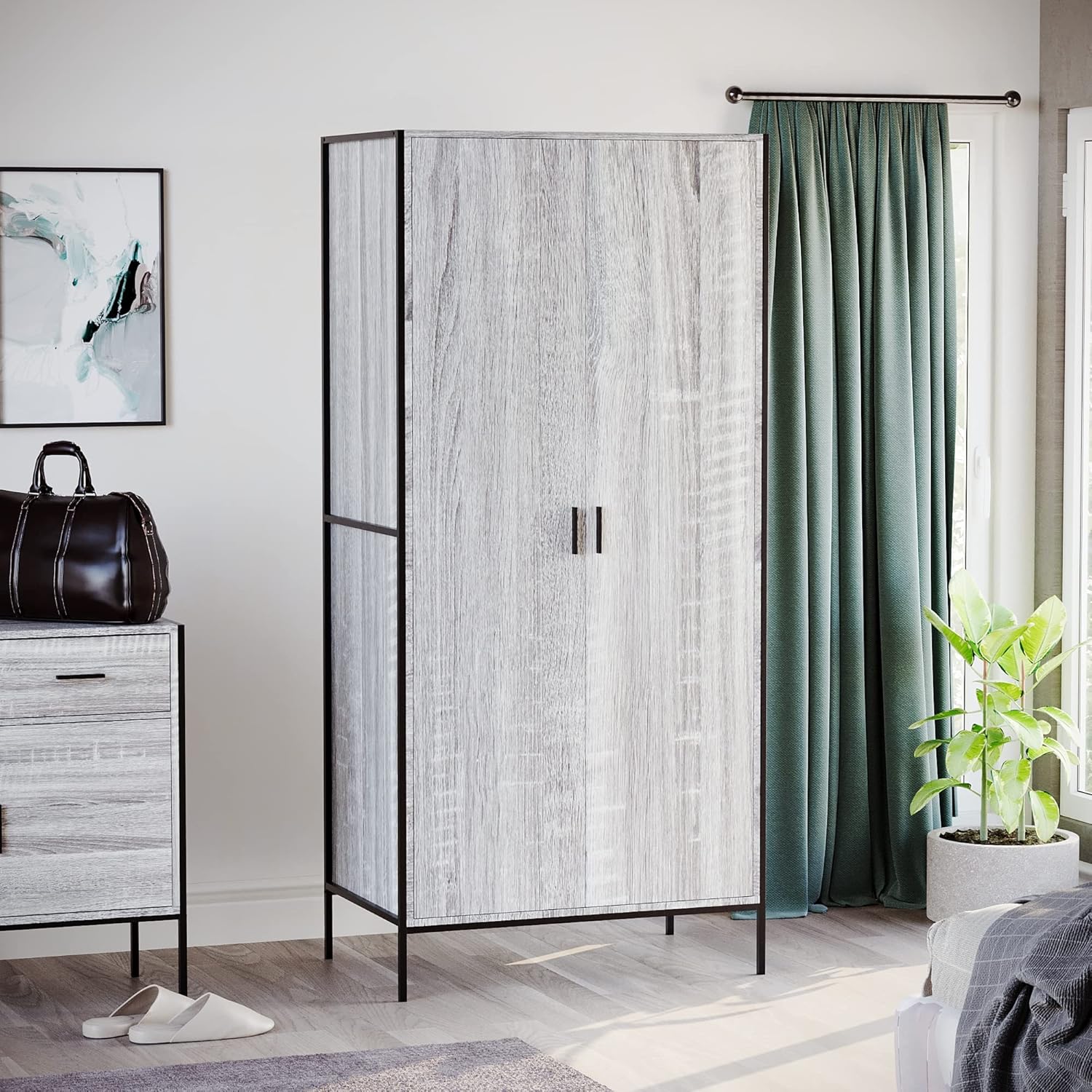 Vida Designs Brooklyn 2 Door Wardrobe Clothes Hanging Rail Shelf