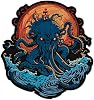 EMBROVERSE Epic Kraken Embroidered Large Patch - Nautical Ocean Fantasy Legend, Iron-On Back Jacket Accessory - Mythical Sea Monster Octopus, 15 x 16 inches
