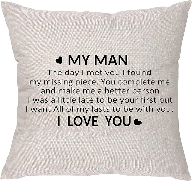for Boyfriend I Love You Throw Pillow Cover for Husband Gifts from Wifey Girlfriend Birthday Gifts for Him Men Hubby Groom Bride Wedding Christmas Valentine's Day Home Decoration