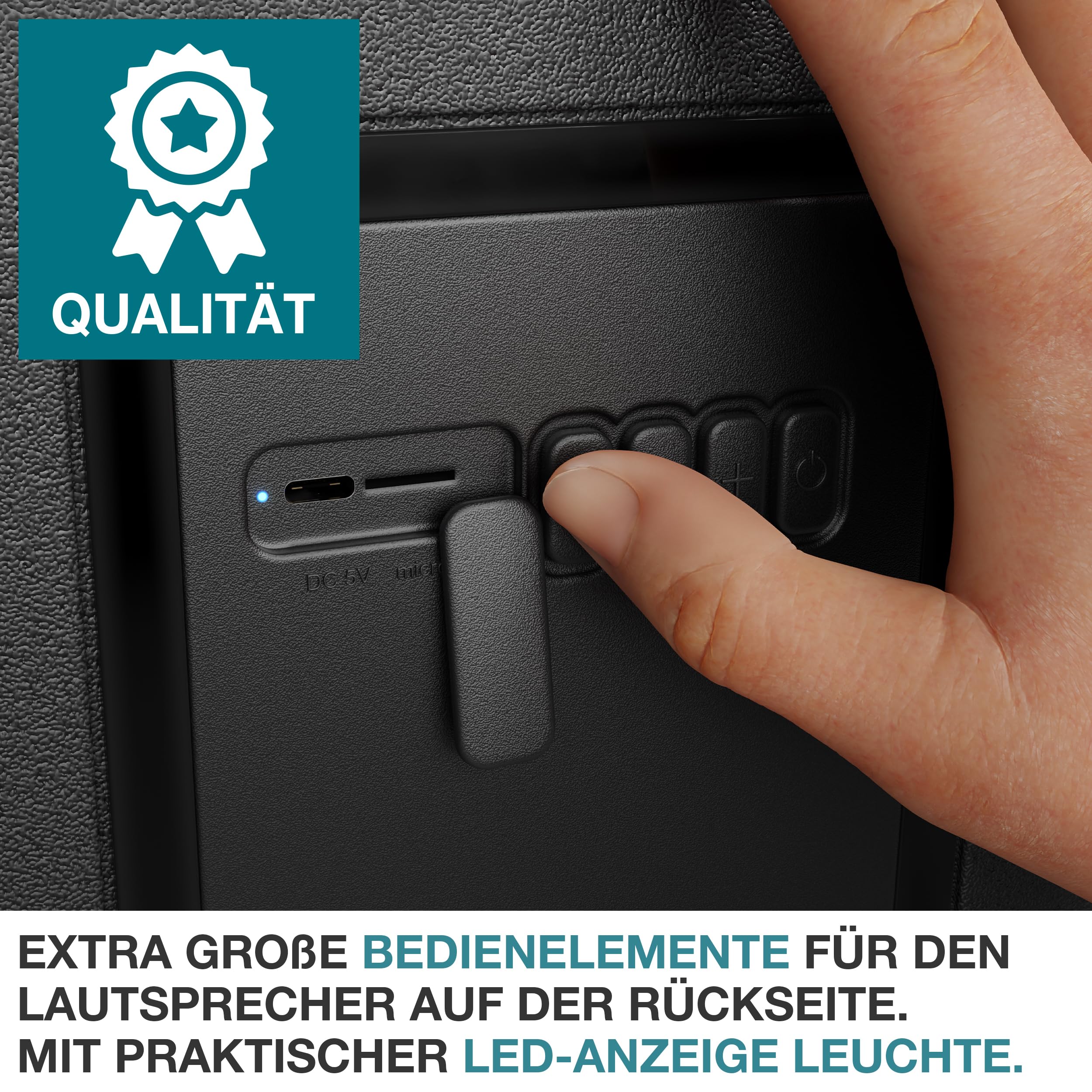 TOM 3in1 Musik Kühlbox 21l zum Kühlen, Warmhalten und Musik hören – mit Bluetooth Lautsprecher – Kühlen mit Kühlakkus – Mobile Kühlbox – für Auto, Camping, Wohnwagen & Co.