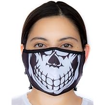 Comfymask 3 Layer Large Fabric Facemask Water Repellent, Washable, Breathable & Toggle Adjustable Face Mask Skull FACE