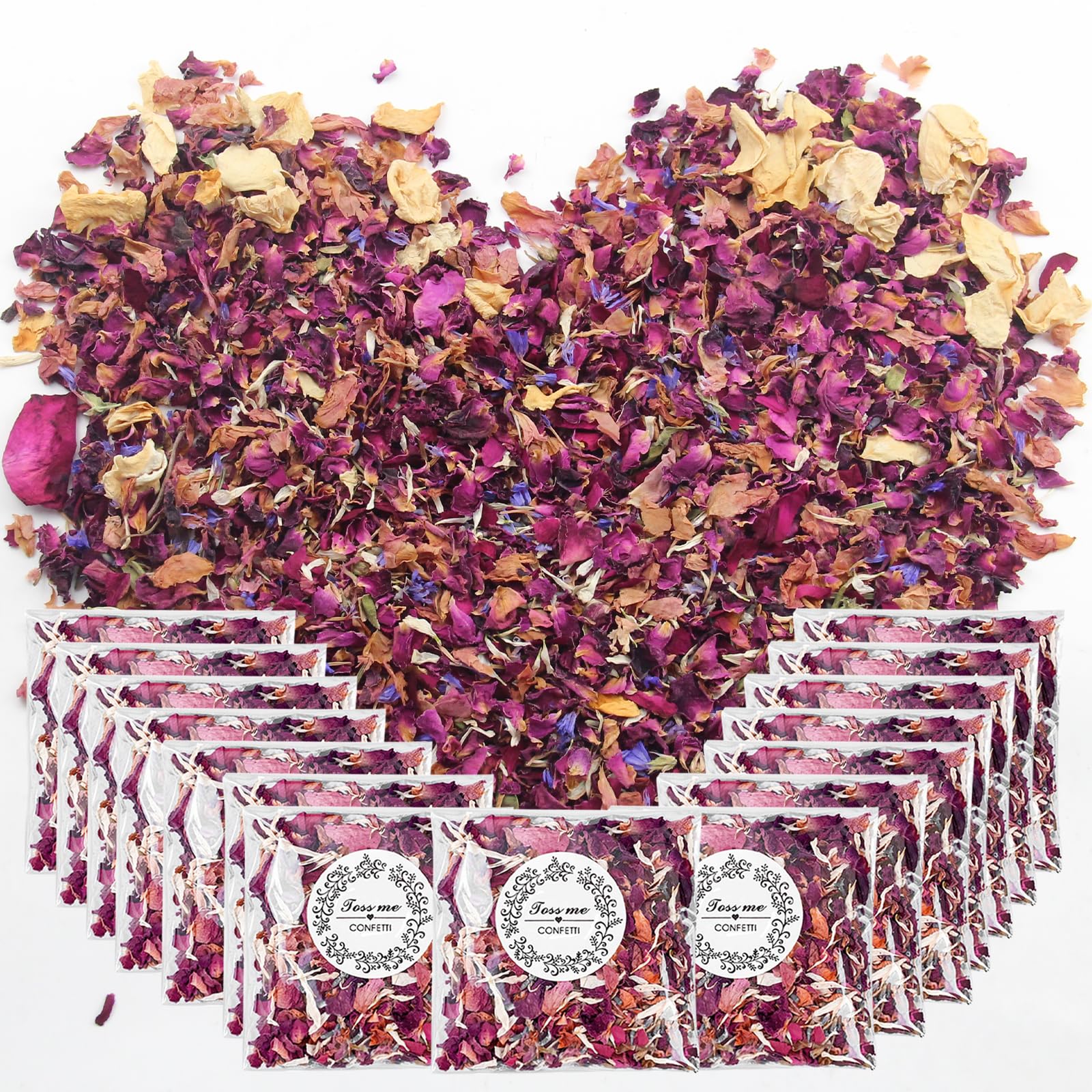 Elepl 15 Paquetes 150g Confeti para Bodas Natural Pétalos Secos Pétalos de Rosa Pétalos Secos Biodegradables Flores Secas Boda Petalos Boda para Fiestas Cumpleaños Boda Decoració