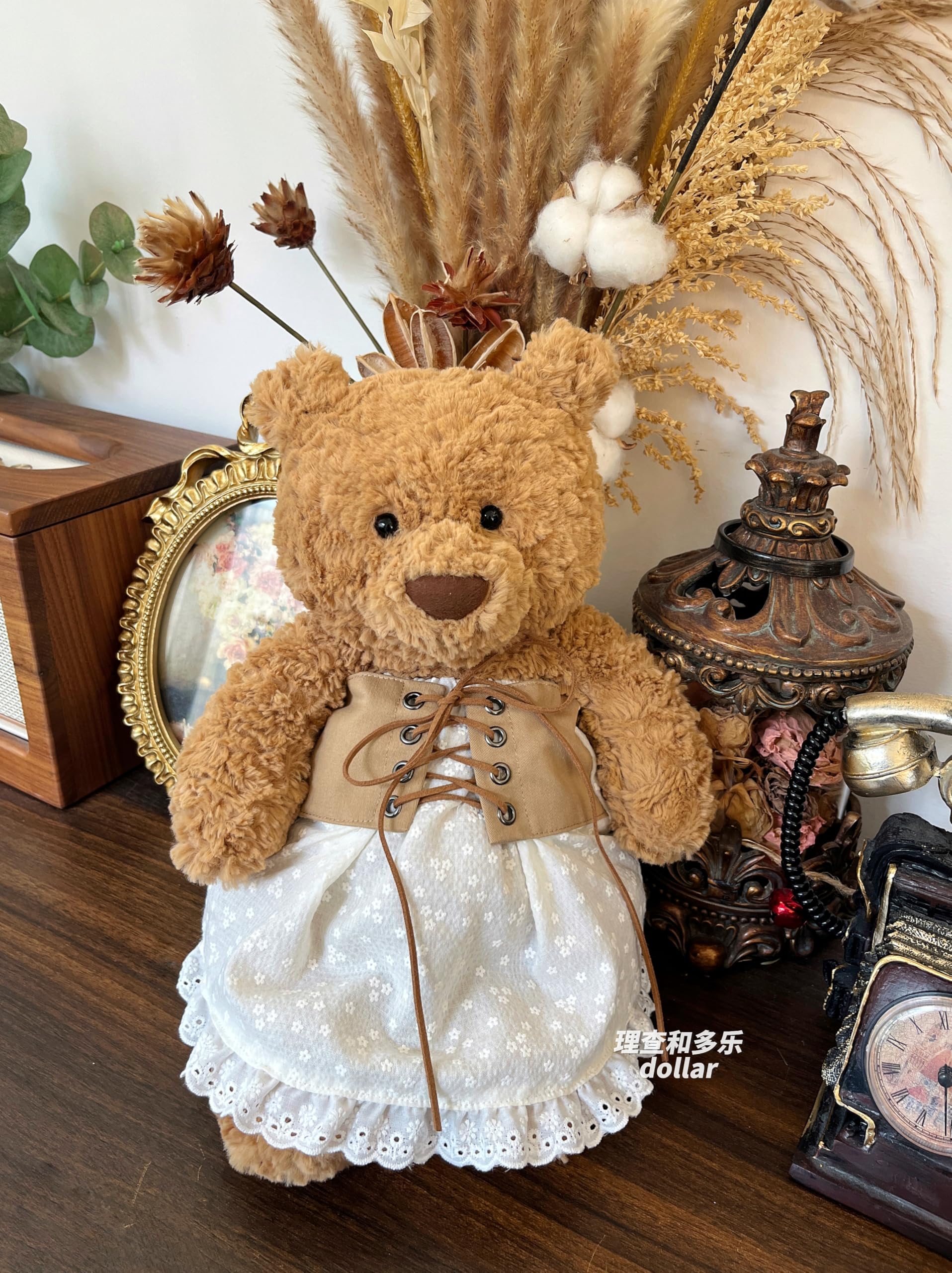 Clothes for 47cm Huge Bartholomew Bear,20inch Teddybear Dress,Stuffed Animals bumbly Bear Cute Doll Clothes,Doll Dress only Without Doll(2pc Includes 1 Doll Dress 1 Pair Doll Hair Clip) (L)