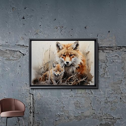 Miniatura 7 de Fox Mother Cub Print, In The Style Of Stencil,Based, Kids Wall Art, Kids Wall Art Display, Mom And Baby Animal Art Print, Wall Art, Art Decor
