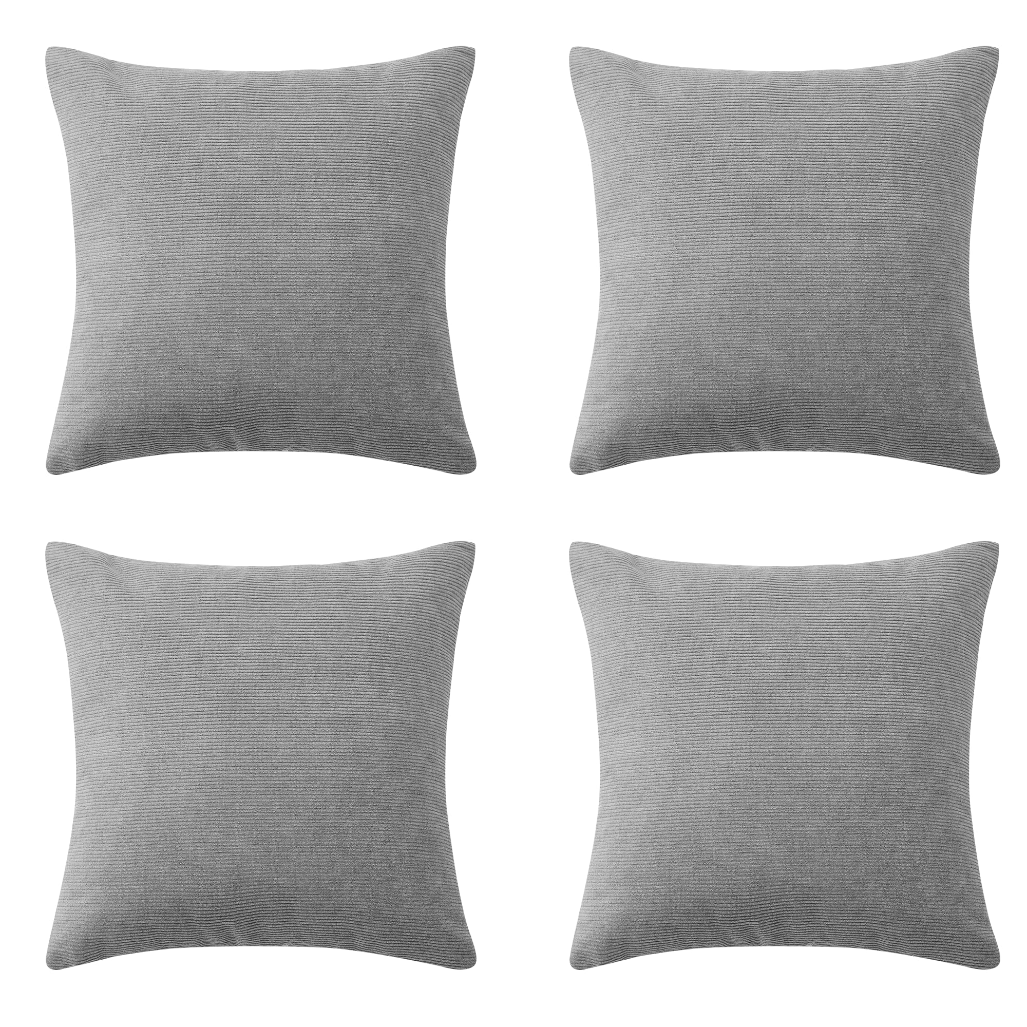 Hafaa Cushions with Covers Included 45 x 45 Cm Pack of 4 (4 Silver Cushion Covers, 4 Cushion Inserts) - Stripe Velvet Square Throw Pillow Case Decorative Sofa Cushion with Invisible Zipper โ image 1