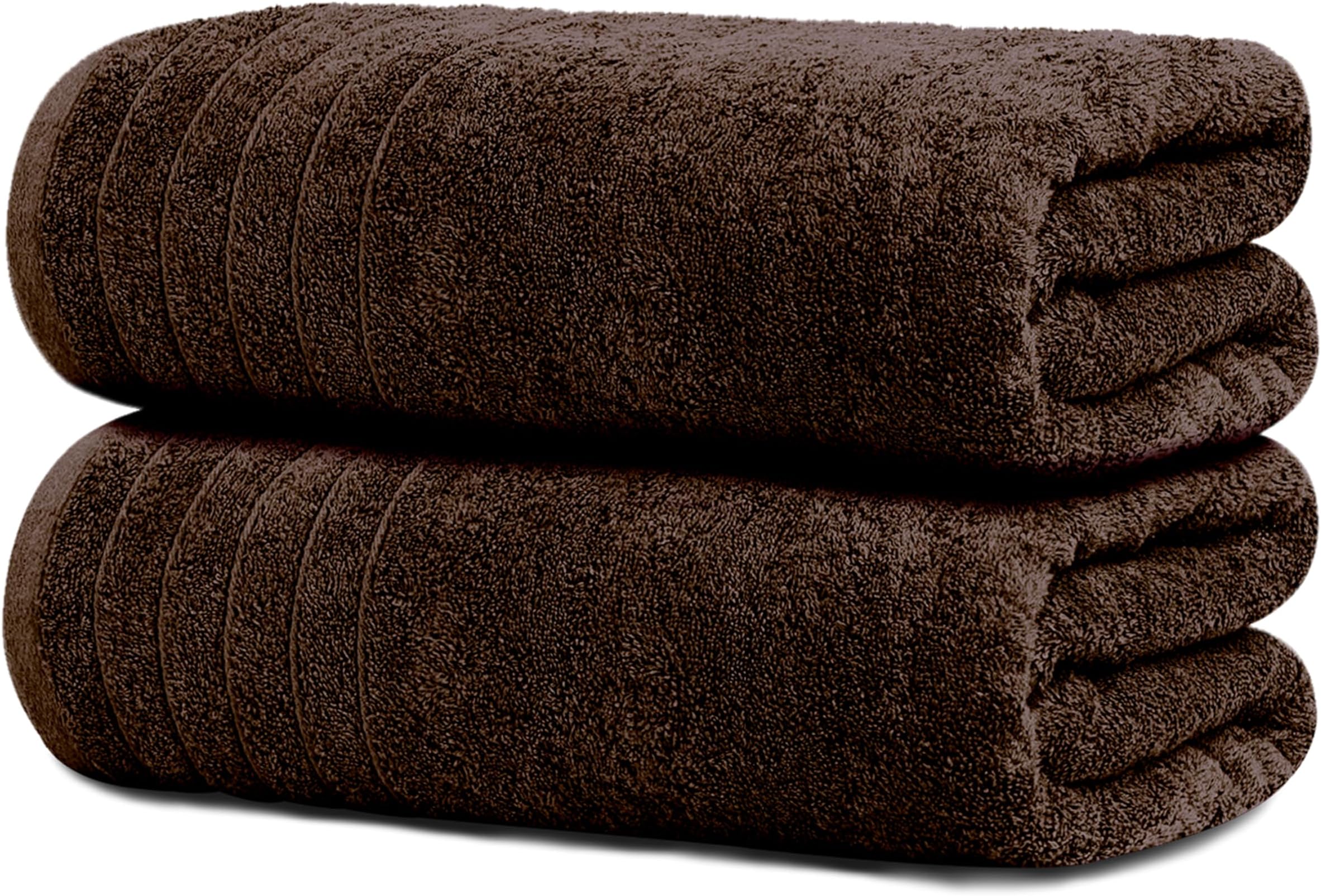 Tens Towels Large Bath Sheets, 100% Cotton, 35x70 inches Extra Large Bath Towel Sheets, Lighter Weight, Quicker to Dry, Super Absorbent, Oversized Bath Towels (Brown)