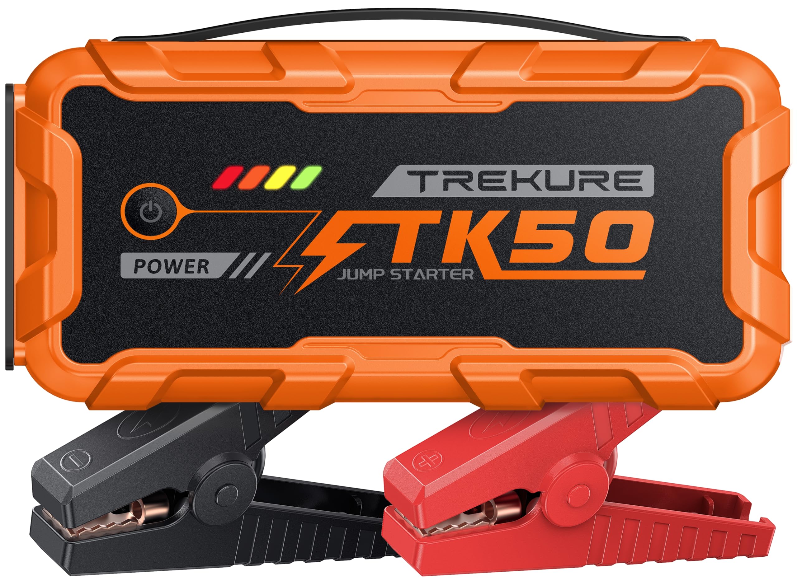 TREKURE Arrancador de Baterias de Coche 9000A (12L Diésel y Todo Gasolina), Arrancador de Coches Portátil con 18W Carga Rápida, 12V Jump Starter con Pinzas Reforzadas y 800 LM Linterna LED