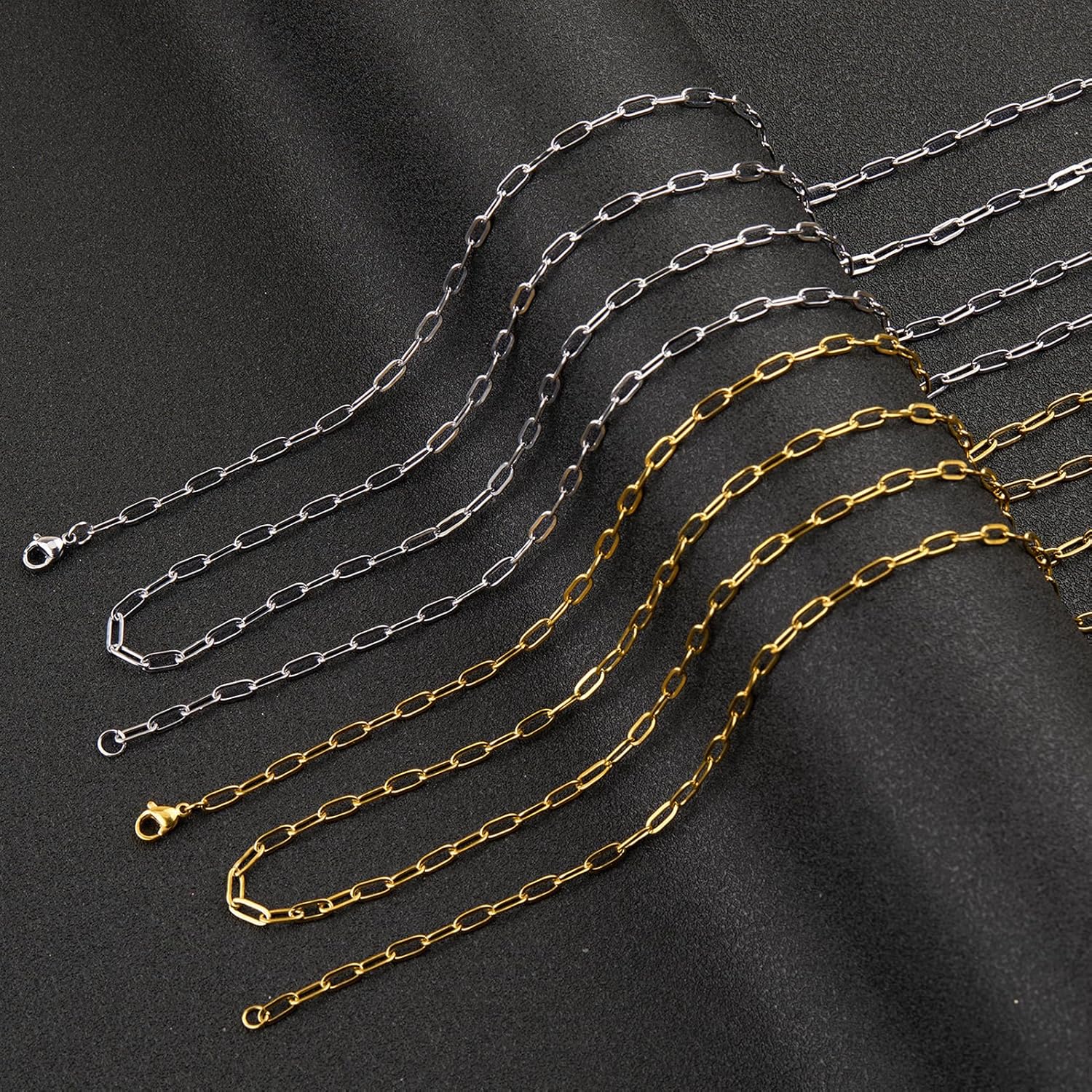 UMAOKANG 2 Rolls Stainless Steel Chains for Jewelry Making 32.8 Feet Paperclip Chain on Spool with Jewelry Findings