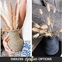 Vista 8 de Decoración de hierba seca de las pampas, 60 piezas de pampa marrón natural, hierba de pampa blanca y colas de conejo, flores secas, decoración