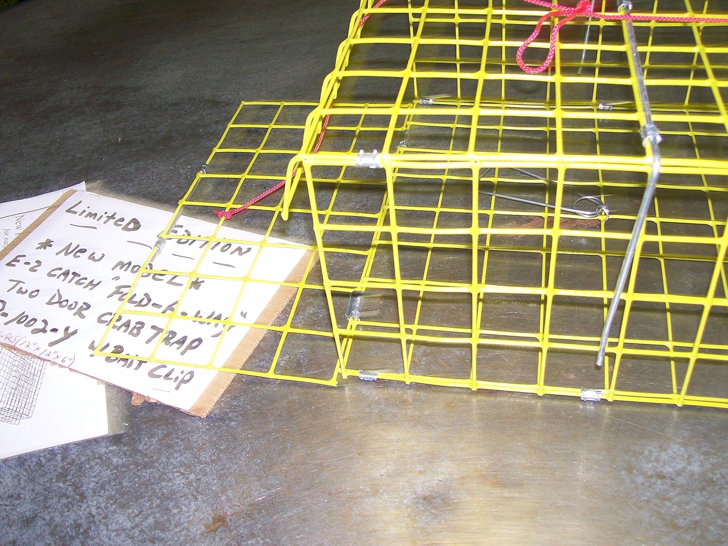 12" x 12" x 6" Yellow PVC Coated Fold-A-Way Two Door Kid's Crab Trap