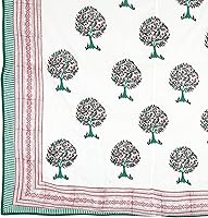 Vista 3 de Reversible 100% Cotton Lightweight Blanket, Indian Blanket, AC Blanket Throw, 90x 108'' (Red-Tree-D)