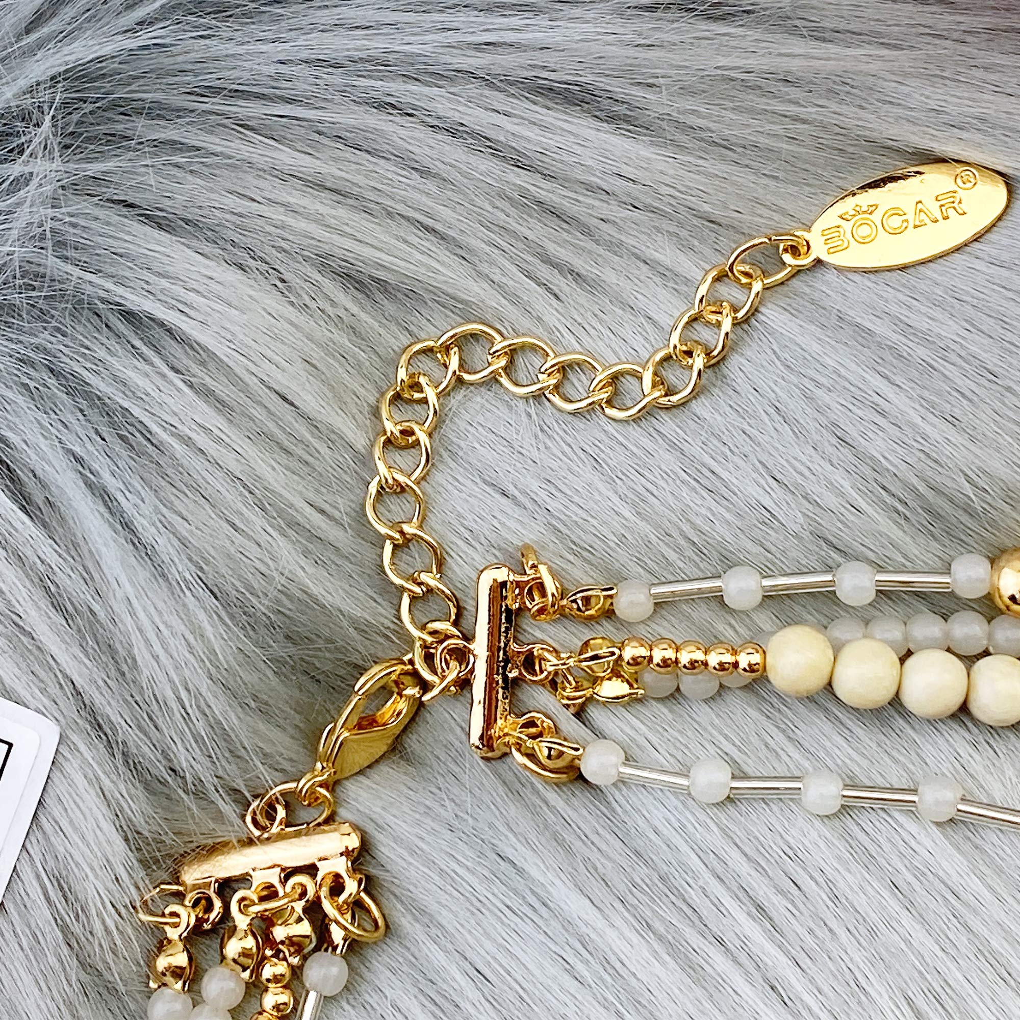 Bocar NK-10533 Collana multistrato con perline, a 4 fili, 43,2 cm, regalo da donna e materiale non metallico(NK-10533)