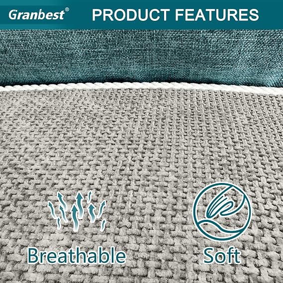 Granbest Non-Slip Sofa Seat Covers 3 Seater Thick Sofa Cover Sofa Protectors from Pets Universal for All Seasons (3 Seater, Light Grey)