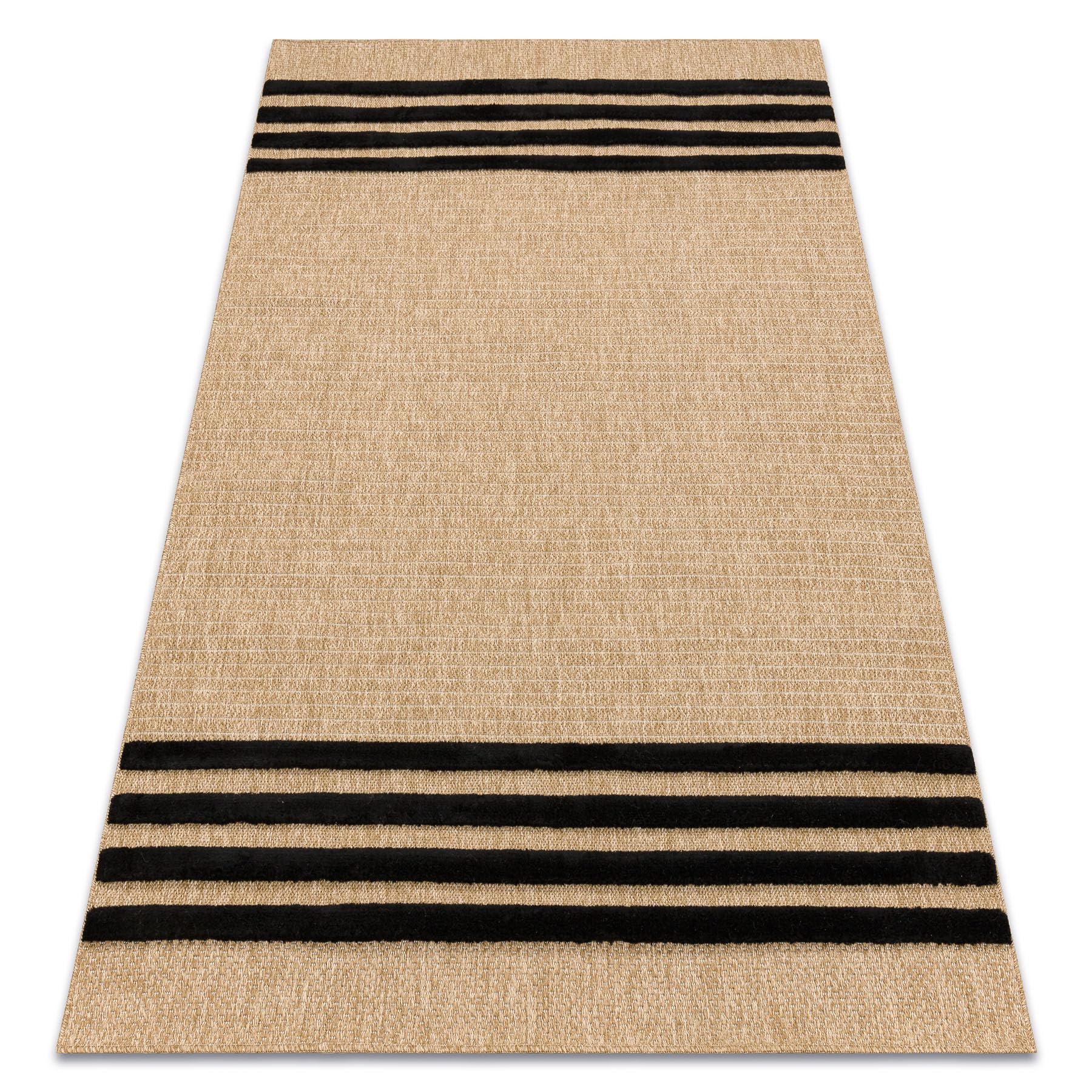 Alfombra rugsx Spark 0689 de 200 x 290 cm con diseño de líneas color beige para salón grande