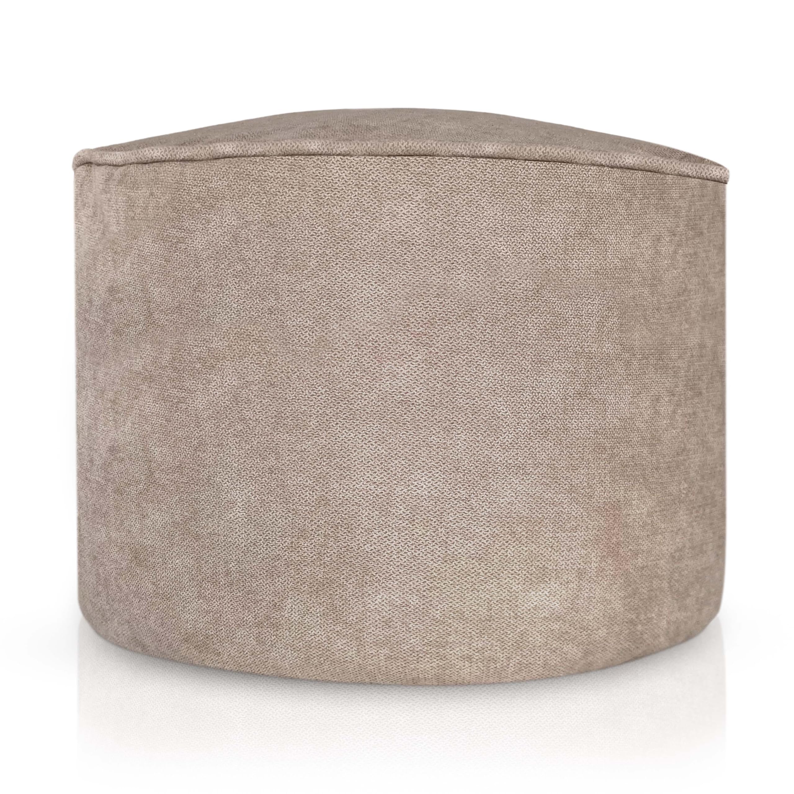 Aiire Reposapies Puff Salon Redondo - Puf Almacenaje de Terciopelo Rústico Moderno o Taburete para Reposa Pies Sofa - Cojin de Suelo XXL para Decoracion Hogar Beige