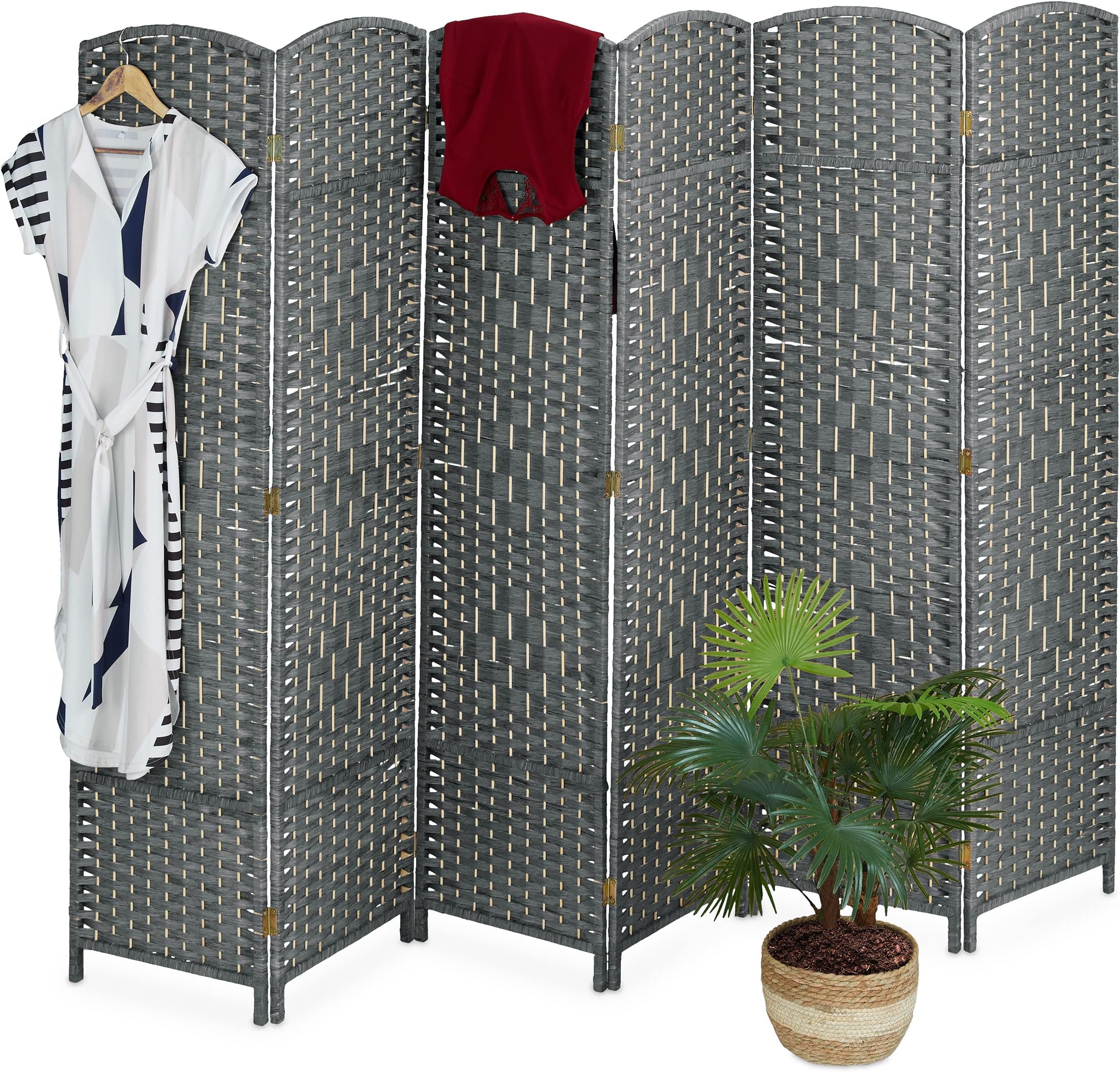 Paravento Pieghevole VidaXL In Legno Abete - 228x170 Cm - Separè Con Motivo Piume Bianco E Nero - 2
