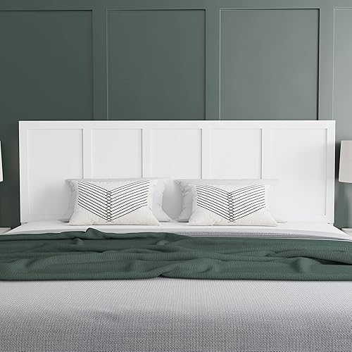 Miniatura 4 de EMMA + OLIVER Omar Cabecera de madera tamaño King, cabecero de cuatro paneles en color blanco