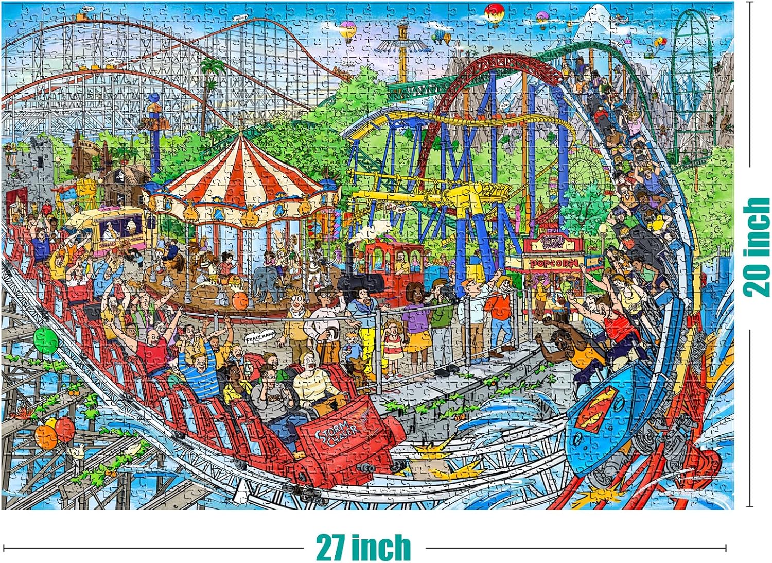 Antelope 2 in 1 1000 Piece Puzzle Bundle - Drive in Movie & Roller Coaster Jigsaw Puzzles