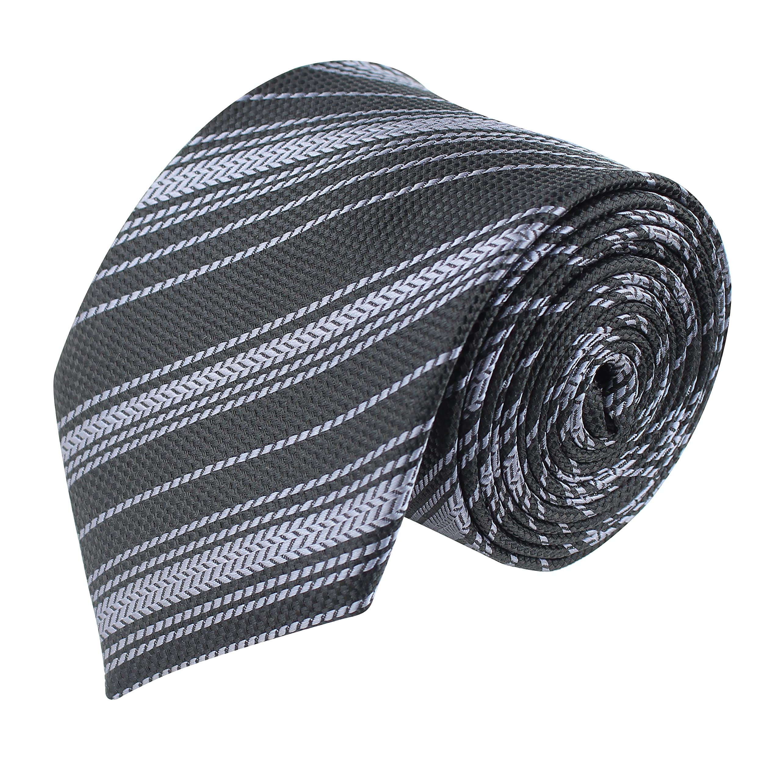 Kavove The Trend Setter Striped Black Necktie For Men-image-31