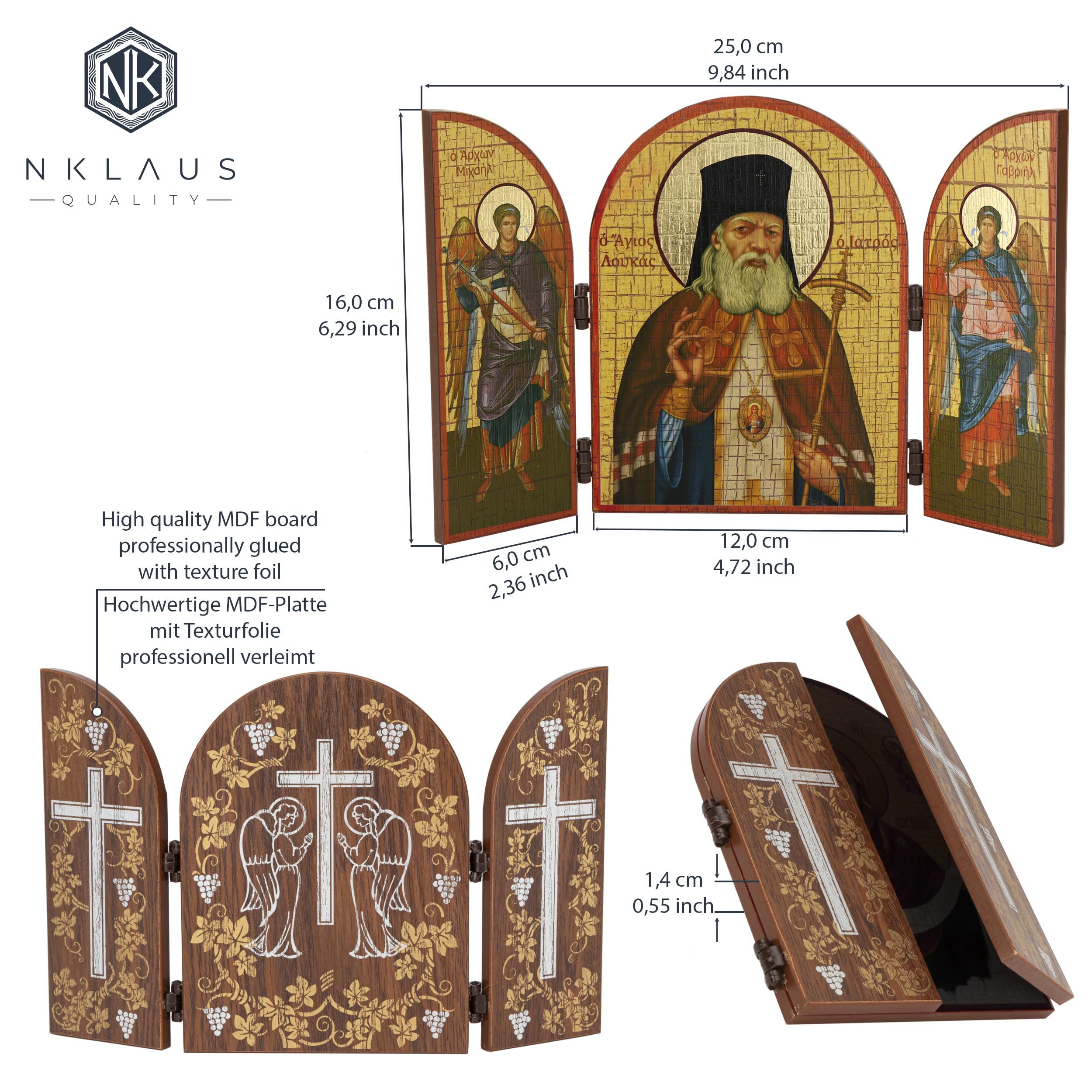 NKlaus Saint Luke Surgeon Icon Triptych Wood 25 x 16 cm Christian 13881, 25L x 16W cm - Image 2