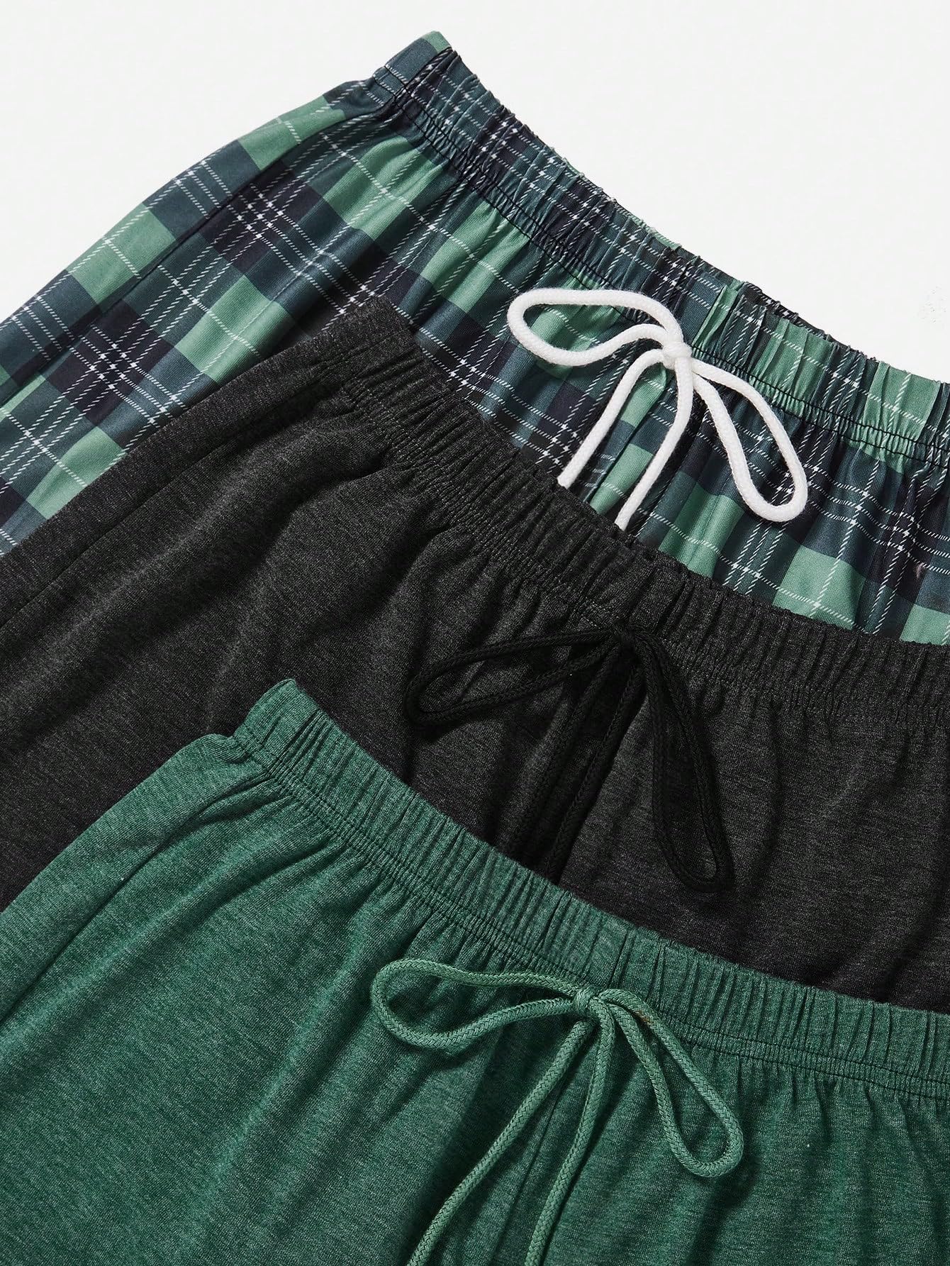 WDIRARA Women's 3 Pack Plaid Letter Graphic Pajama Shorts Elastic Waist Pj Lounge Shorts: Small Green Black