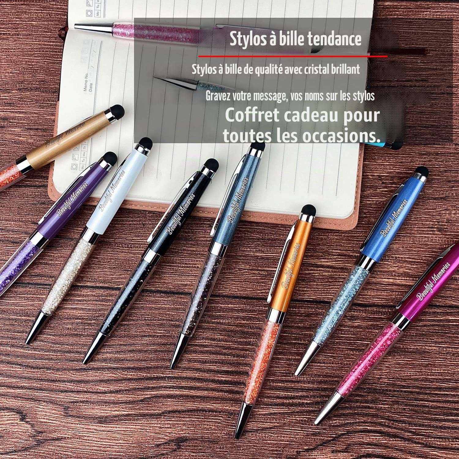 Stylos d'affaires personnalisés Stylos d'écriture fantaisie gravés avec nom ou message, nom de l'équipe, numéro de téléphone Pour la journalisation et l'écriture de bureau