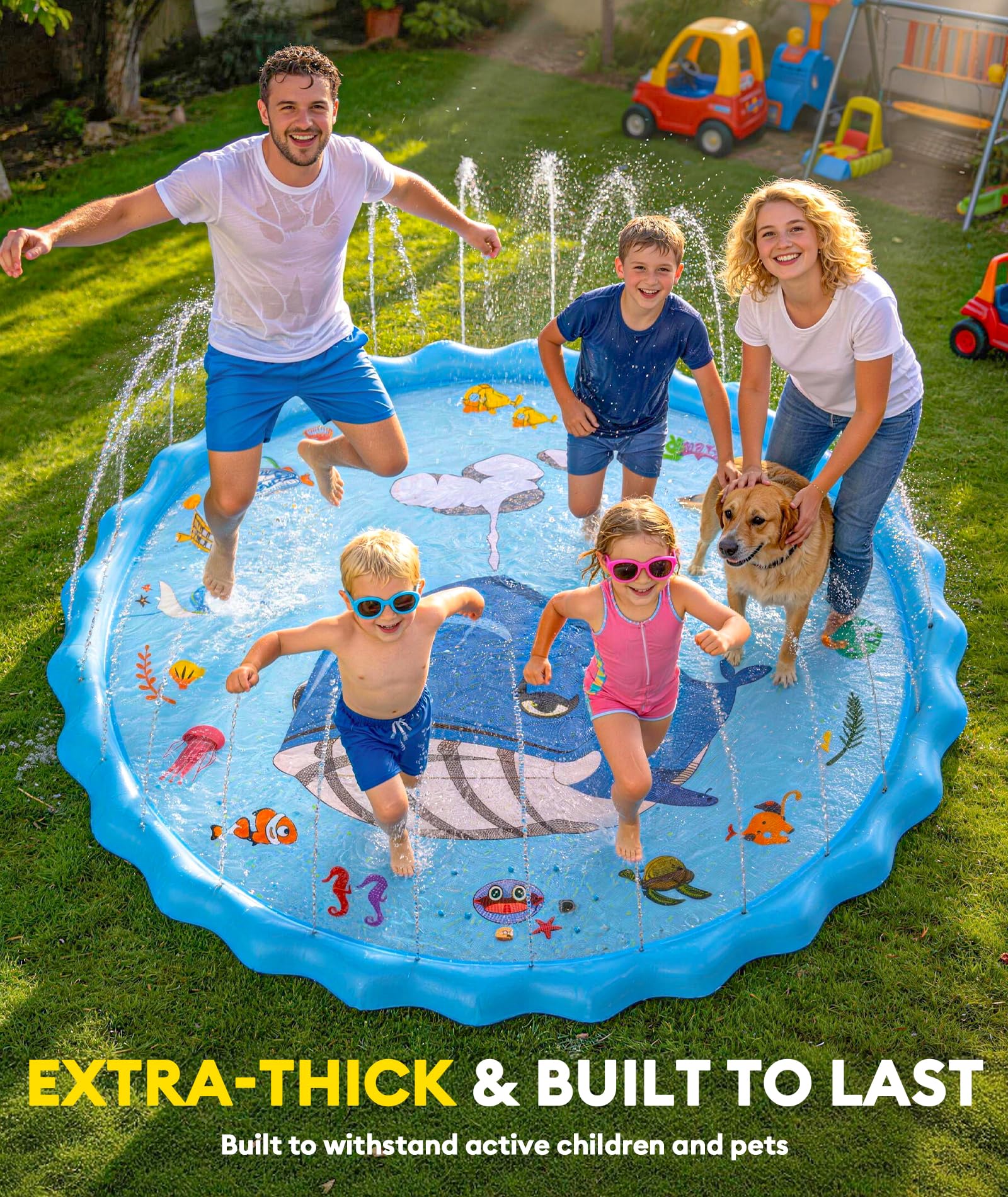 Spritzmatte, 228 cm (90 Zoll), Spielzeug für Luftsprenger, ultimative Intervention für Kinder, Wasserspielzeug, aufblasbarer Pool zum Waden, Spielzeug