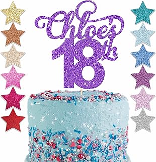 Custom Glitter Cake Topper, Personalised Cake Topper, Any Words Cake Topper, Any Age & Name, Glitter Topper, 22 different colours (Purple, Glitter)