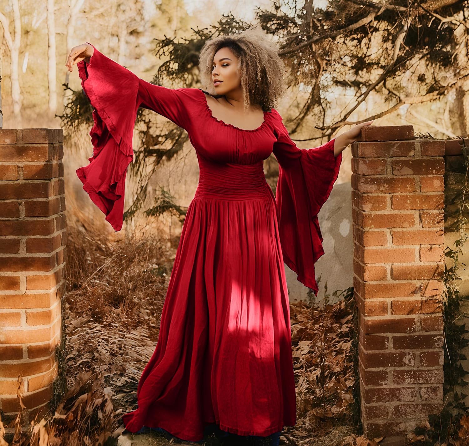 BITSEACOCO Women Renaissance Fairy Chemise Dress Victorian Costumes Halloween Cosplay Medieval Witch Princess Dresses - Image 4