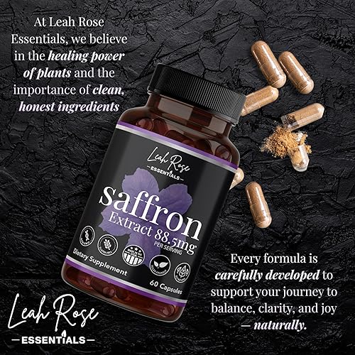Miniatura 7 de Suplemento de azafrán 100% puro que apoya el estado de ánimo, la visión, el enfoque, extracto de azafrán 88.5 mg - 60 cápsulas