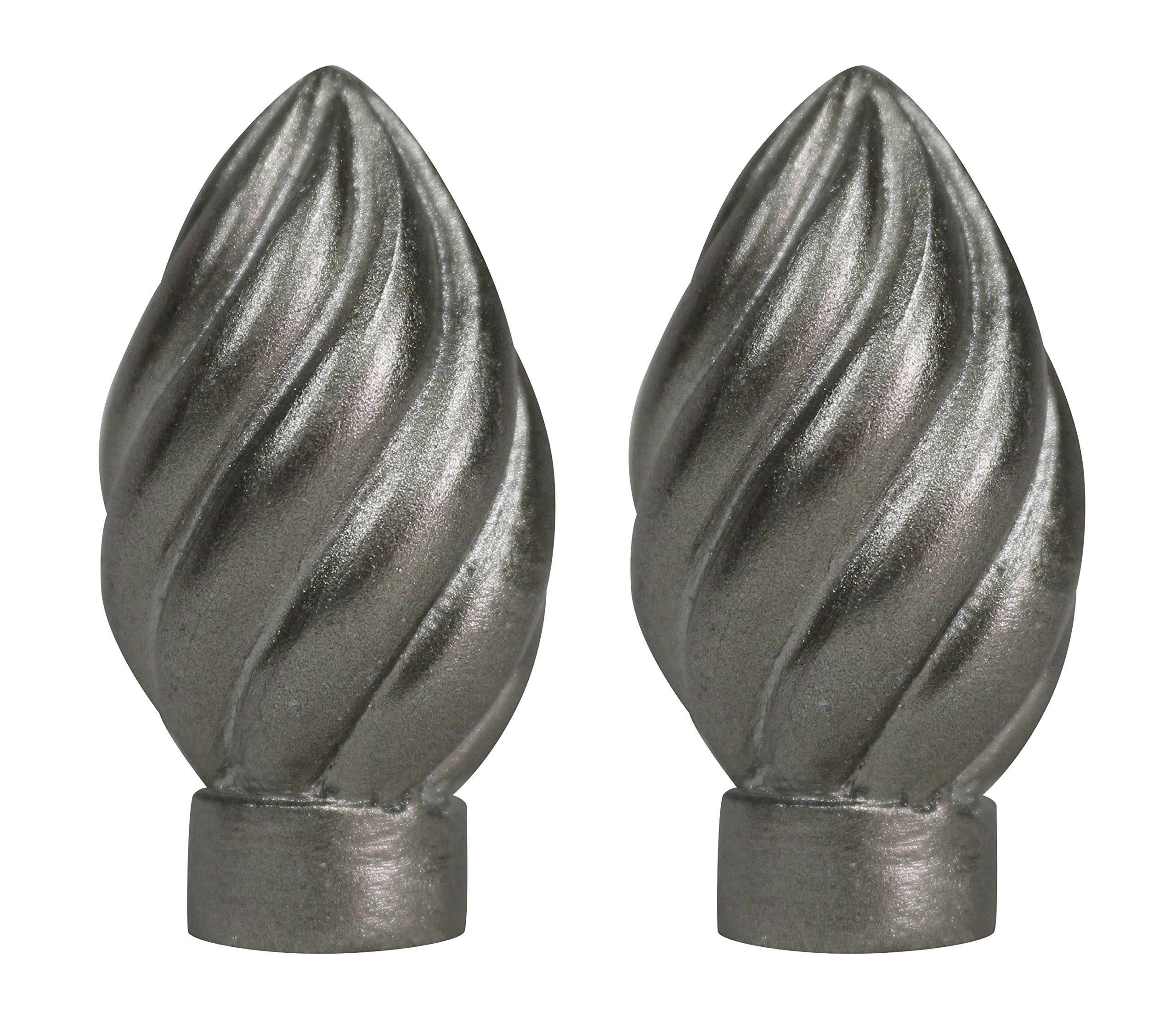 Urbanest Set of 2 Worcester Finial, 2 3/8-inch Tall, Pewter