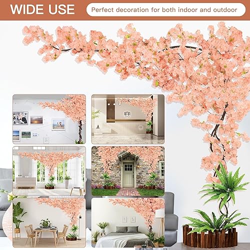 Miniatura 6 de Árbol artificial de cerezo en flor con luz LED, árbol de cerezo artificial, árbol de Sakura rosa champán artificial para fiesta, boda, oficina,