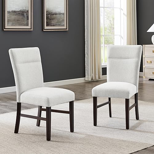 Roundhill Furniture Madison - Juego de 2 sillas de comedor tapizadas contemporáneas, color gris