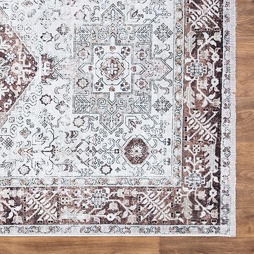 Miniatura 6 de Bloom Rugs Caria - Alfombra lavable antideslizante de 8 x 10 pulgadas, color marfilgris, moderna alfombra abstracta para sala de estar, dormitorio,