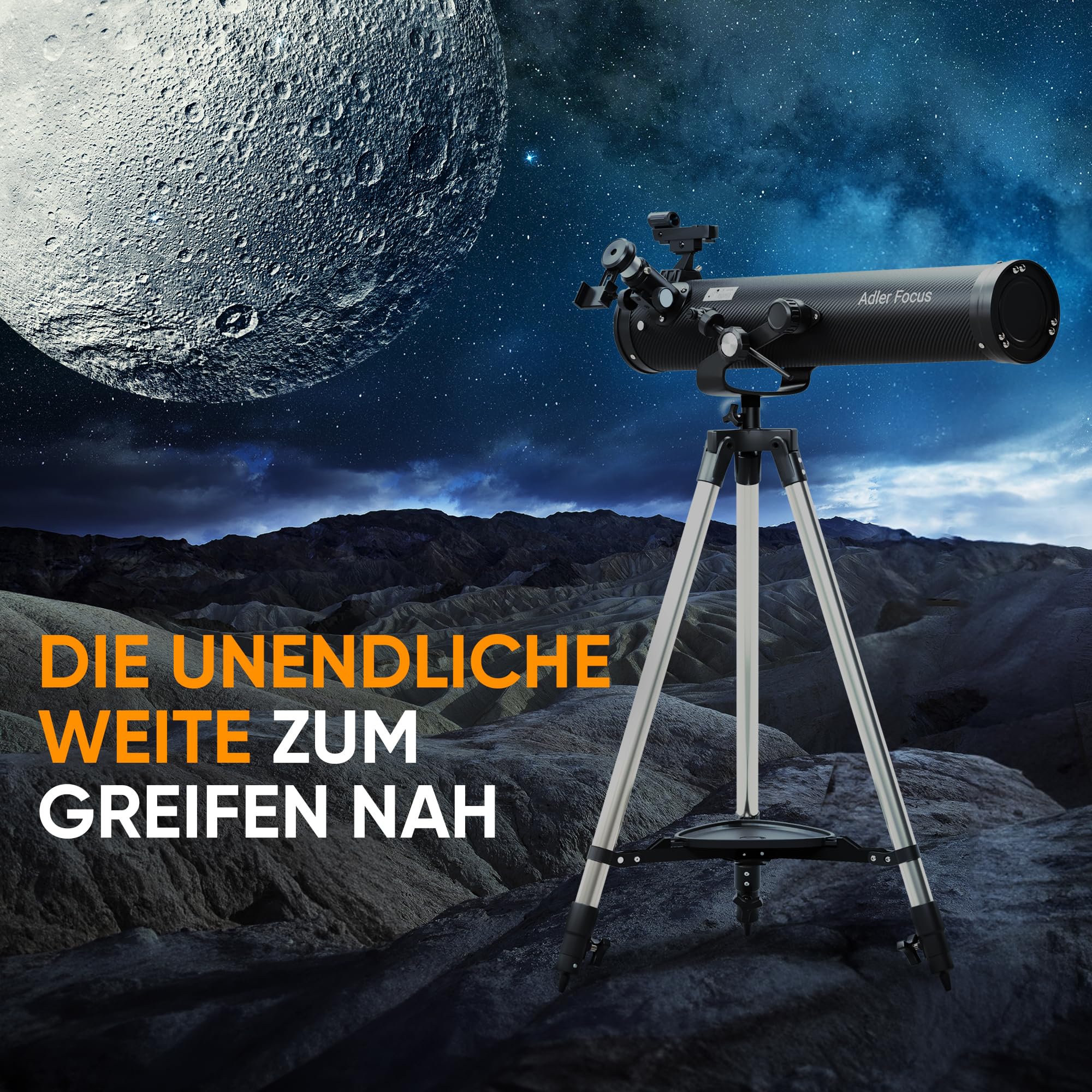 Teleskop 76700, Verbessertes Modell 2024, Vergrößerung 20-350x für Anfänger - Profi, tragbar und leistungsstark - einfach zu montieren, Mond, Planeten & Sterngucken (matt schwarz)