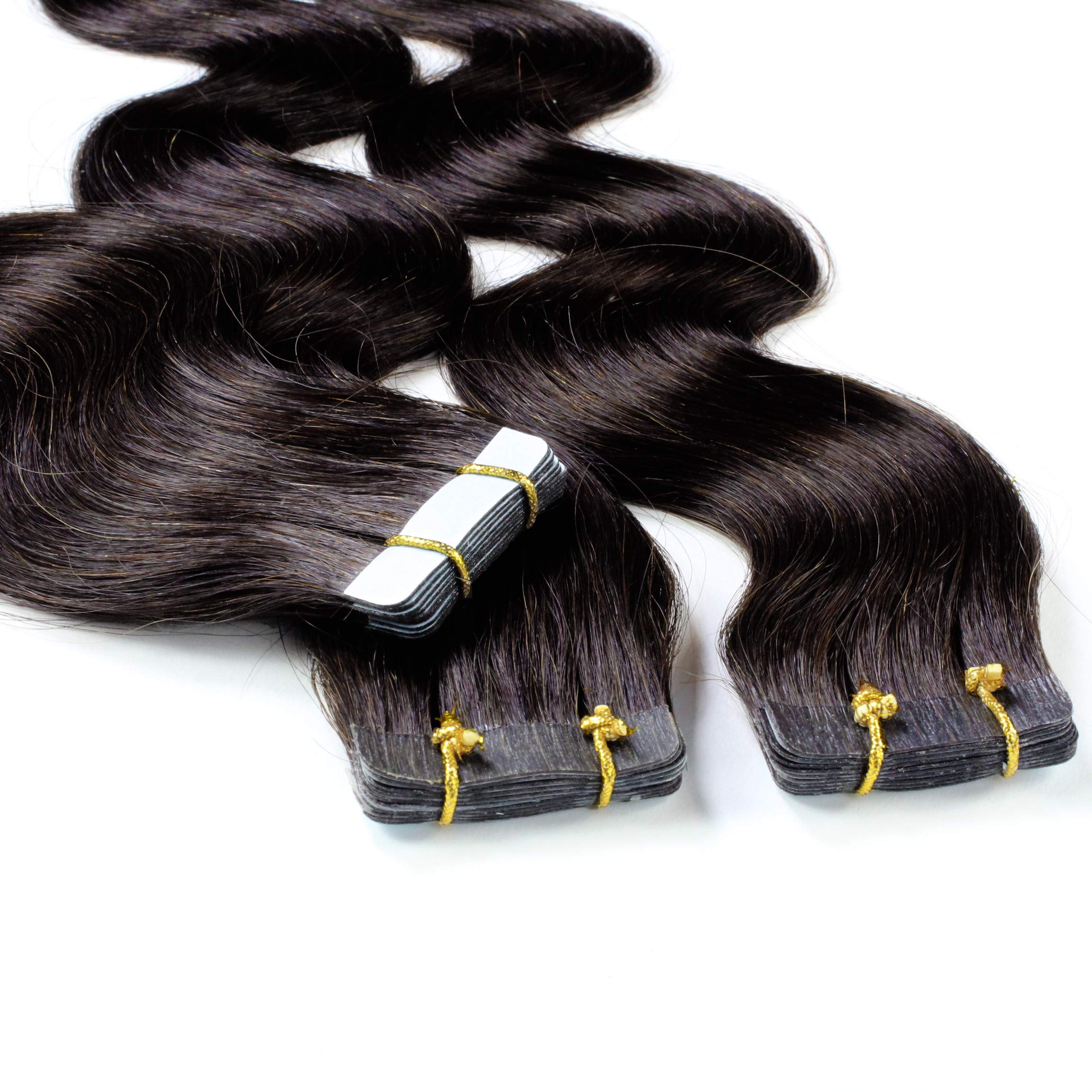 Hair2heart Tape Extensions Echthaar – 20 Tapes à 2,5 G, 40 Cm, Farbe 4/0 Mittelbraun, Glatt