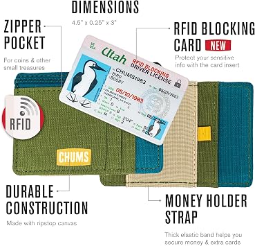 Chums Bandit Zip Compact Wallet - Slim RFID Wallet for Men & Women with Coin Pouch (Black)