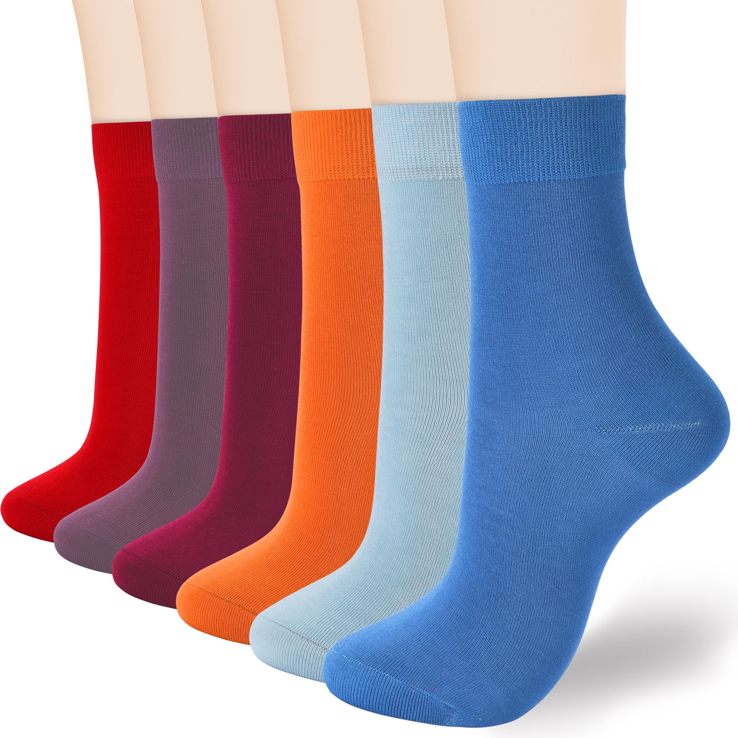 ATBITER Women Thin Cotton Crew Socks,Ankle Bootie Casual Dress Socks 6Pairs
