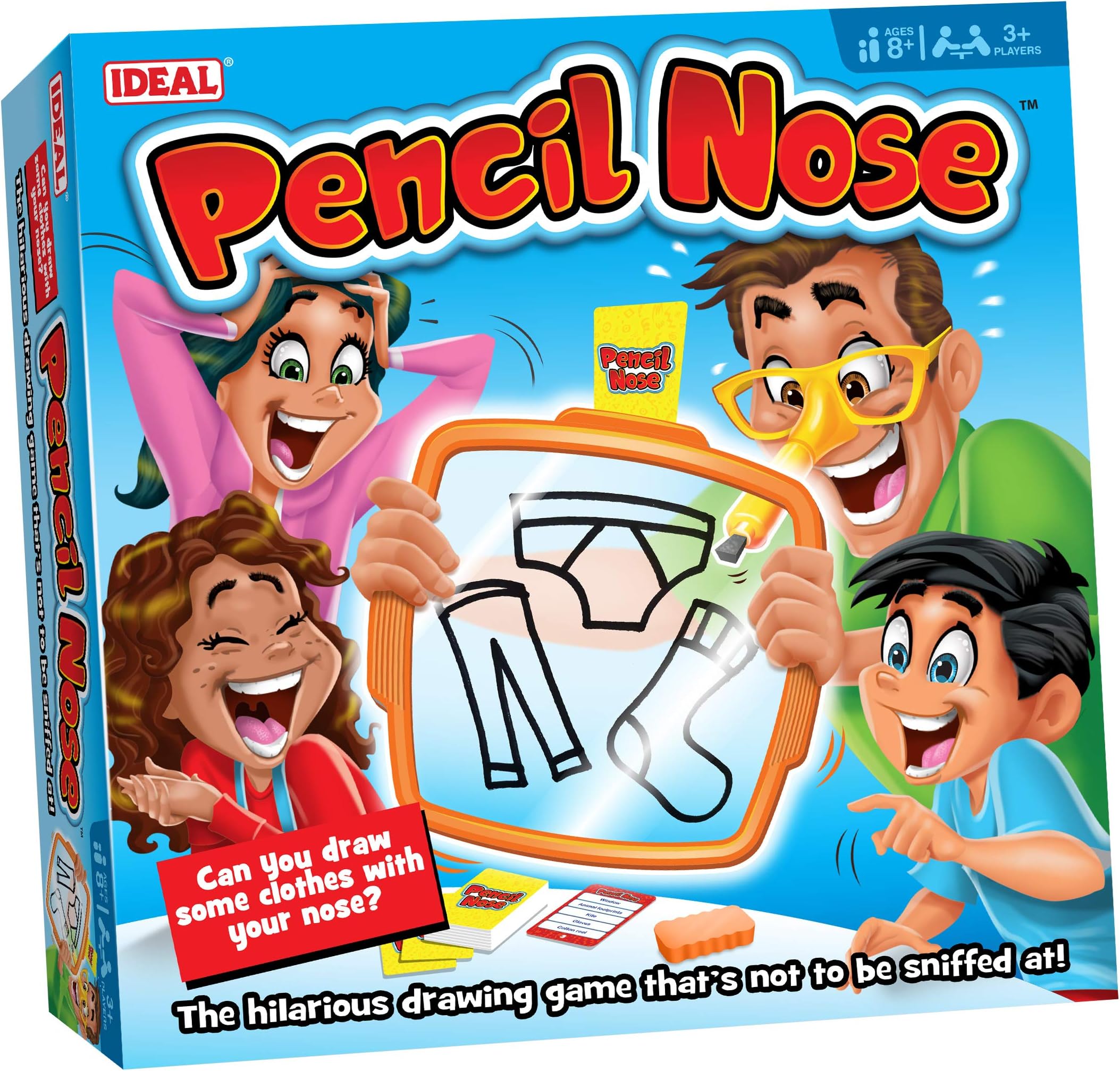 IDEAL | Pencil Nose: The hilarious drawing game that’s not to be sniffed at! | Family Games | For 3+ Players | Ages 8+