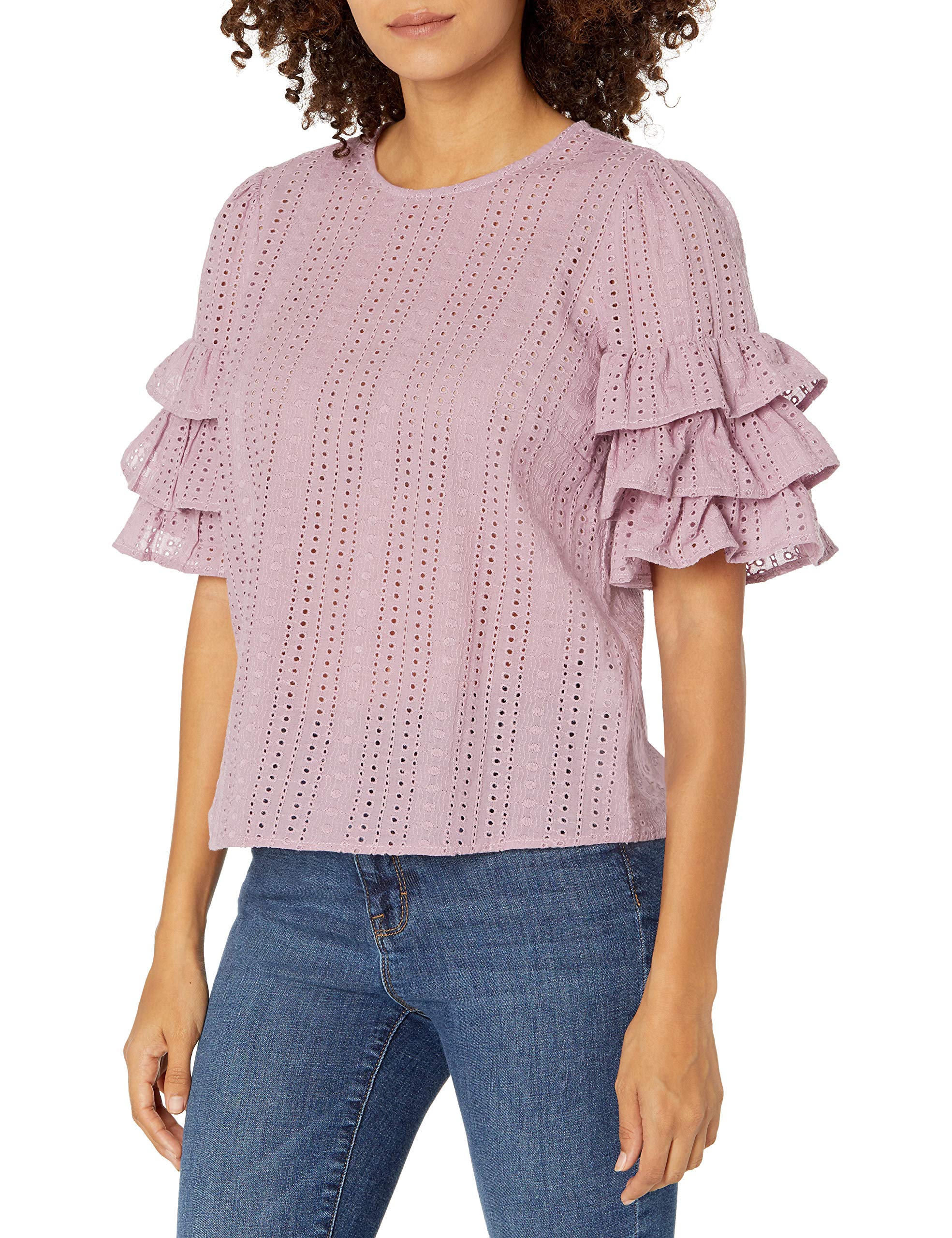 Sugar LipsWomen's Worry Not Short Sleeve Eyelet Top