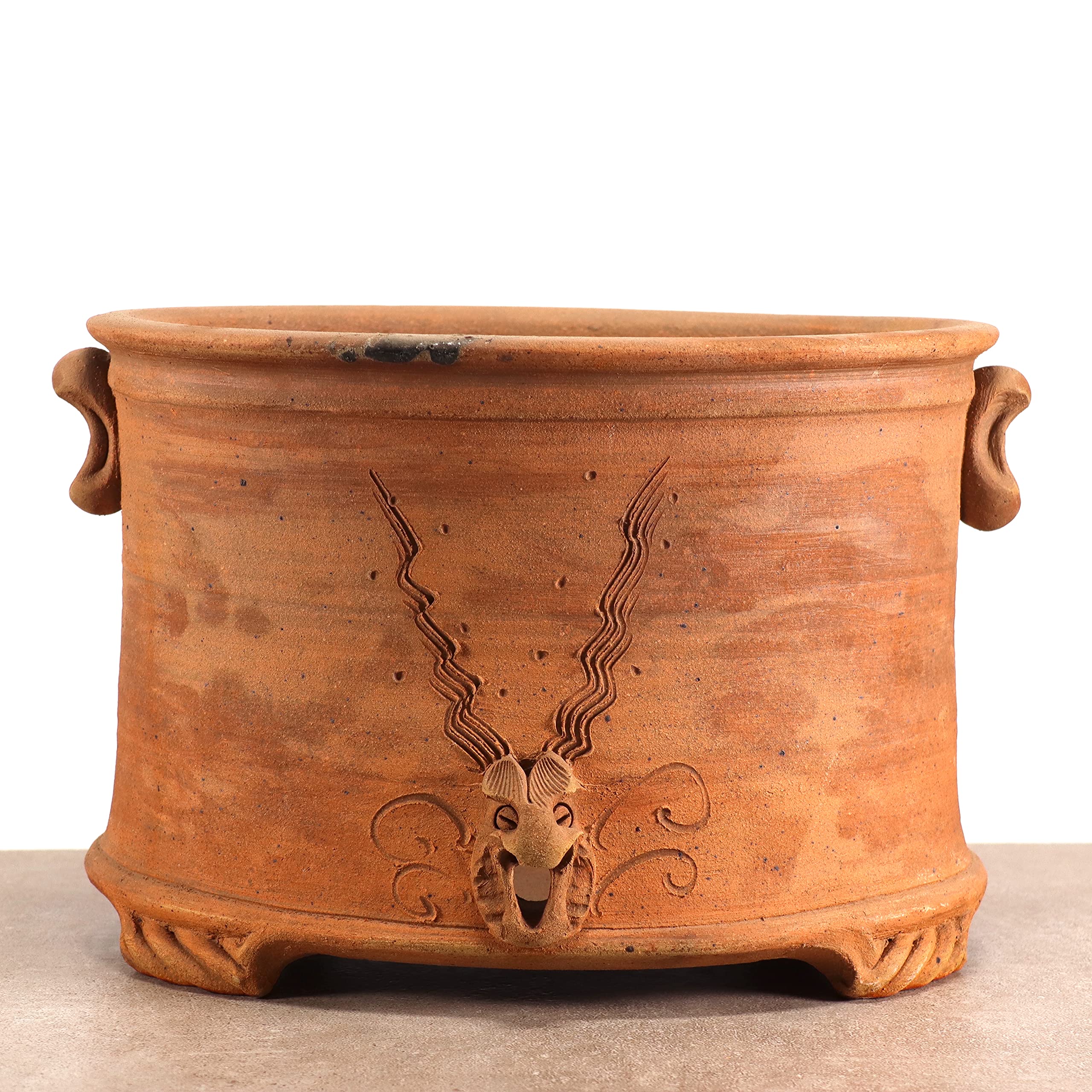 Palatina Werkstatt Vaso ovale in terracotta, realizzato a mano, per balcone, giardino, terrazza, (L)